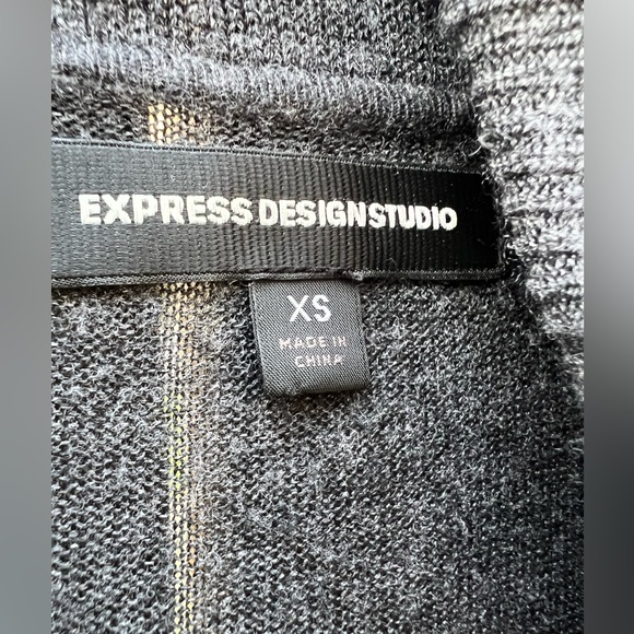 Express Design Studio Heather Gray Ruffle Cardigan xs - Picture 3 of 6